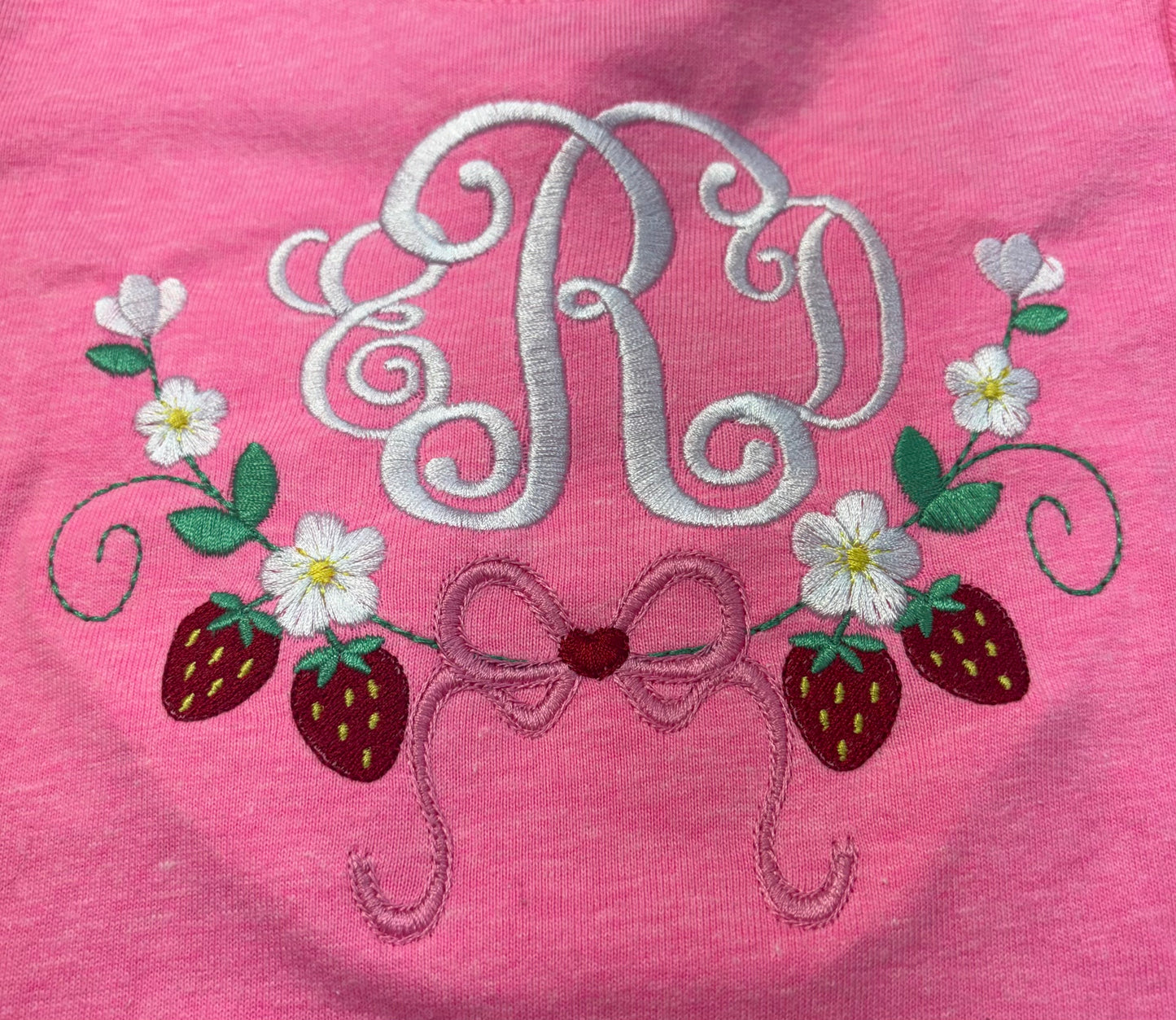 Strawberry Floral Monogram Frame Embroidery Design