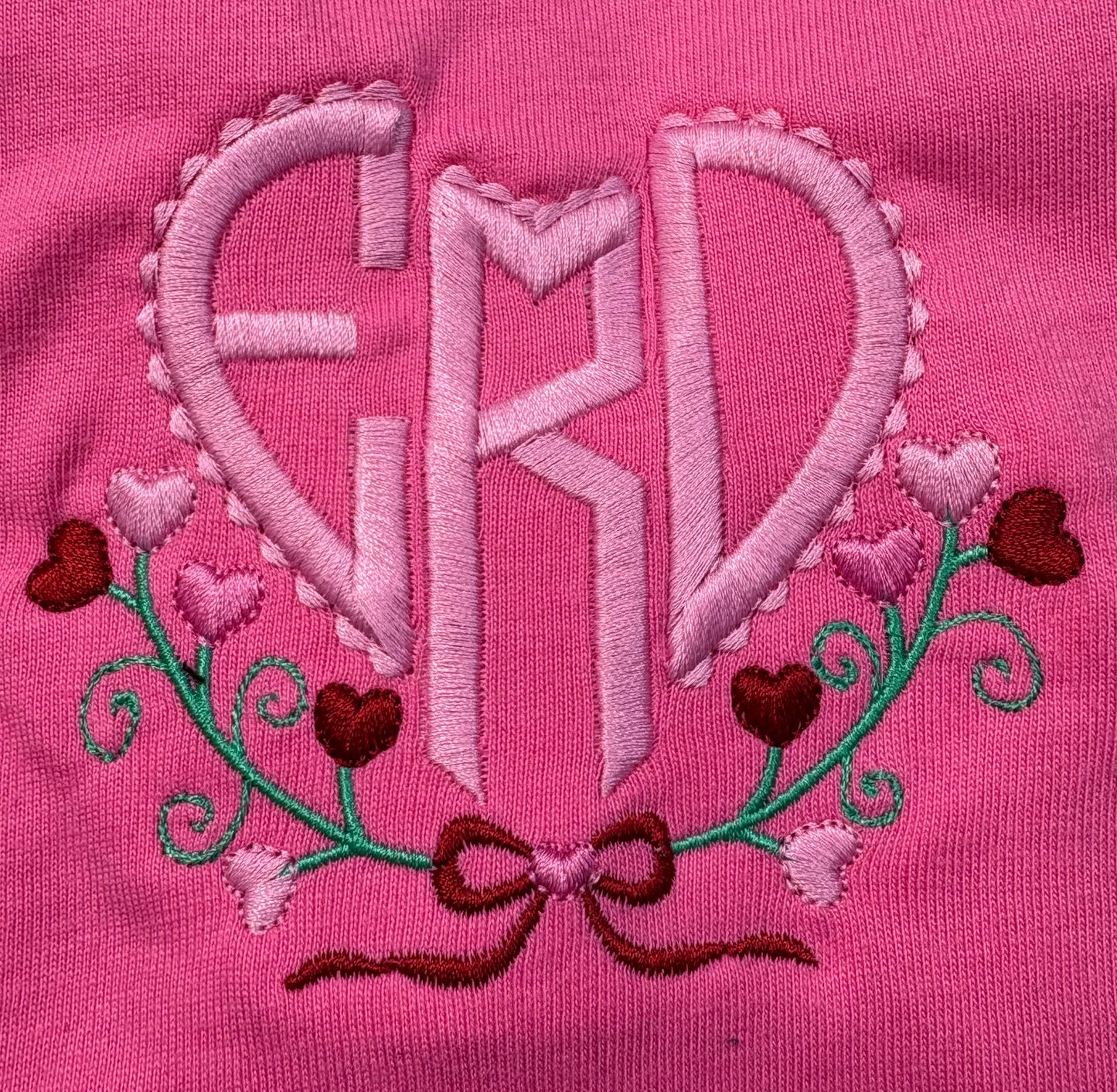 Heart Scroll Monogram Frame Embroidery Design