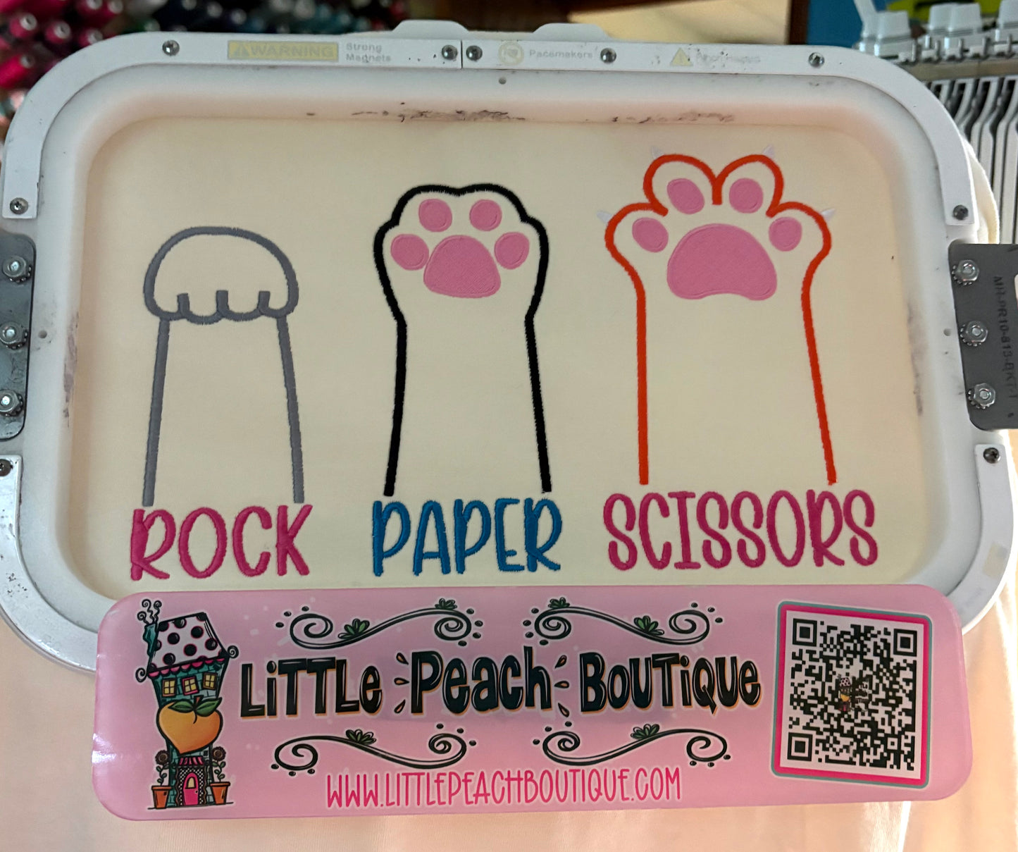 Rock Paper Scissors Embroidery Design