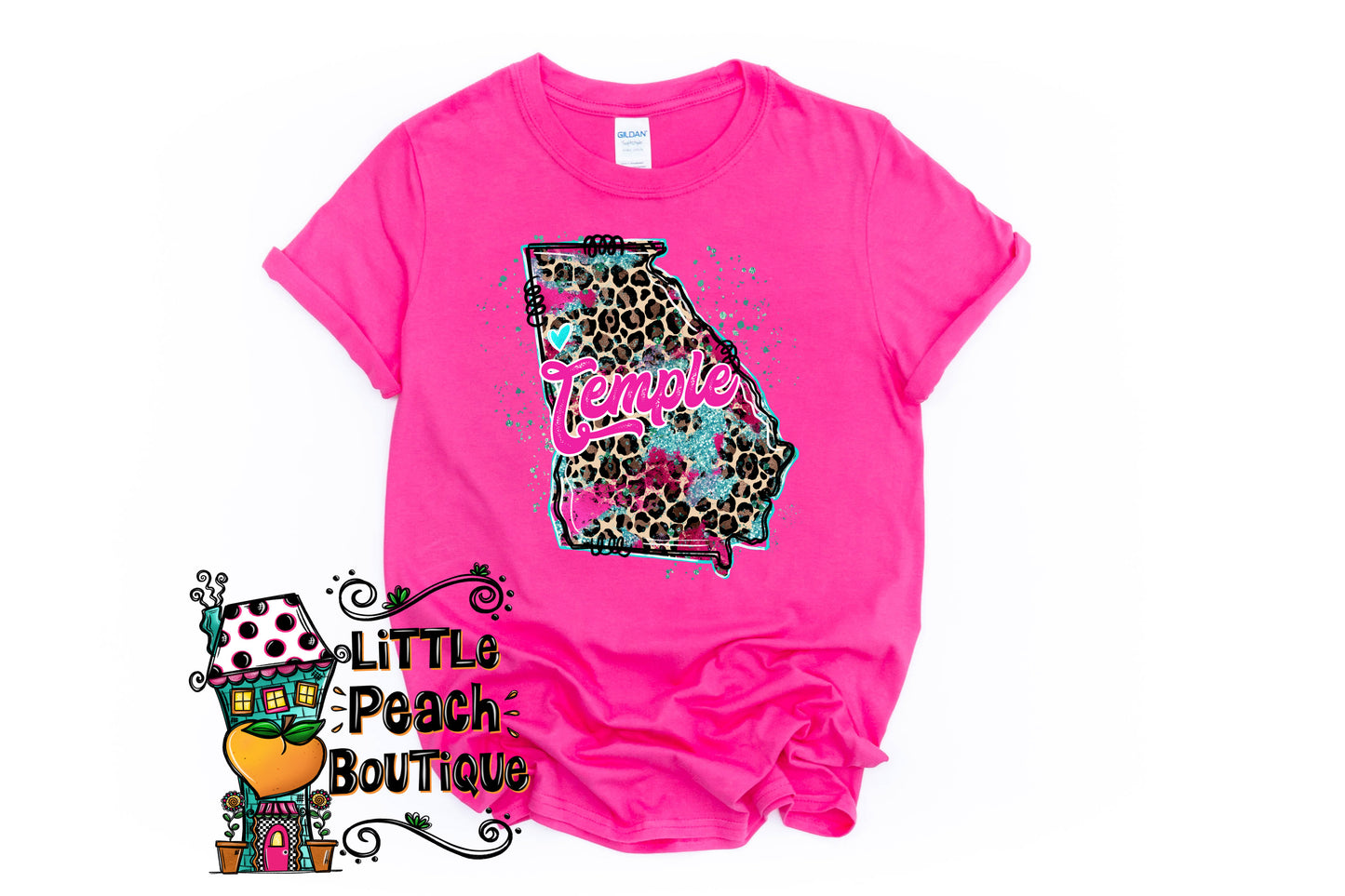 Temple, Georgia Leopard Print T-shirt