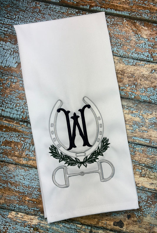 Equestrian Horseshoe and Snaffle Bit Tea Towel