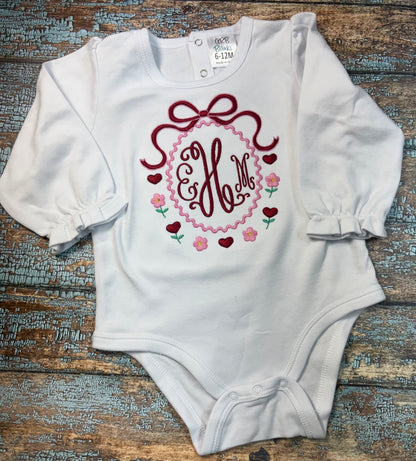 Valentine Monogram Frame Embroidery Design