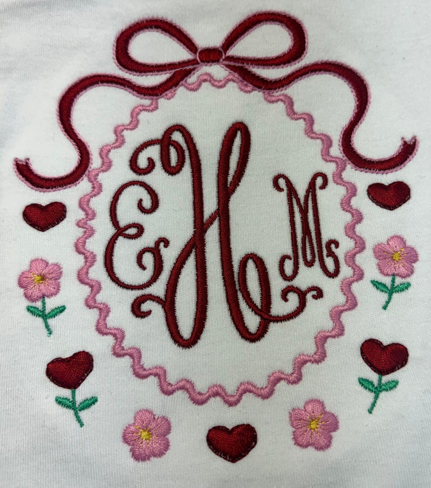 Valentine Monogram Frame Embroidery Design