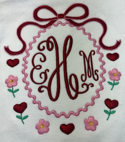 Valentine Monogram Frame Embroidery Design