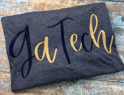 Ga Tech Handwritten Embroidery Design