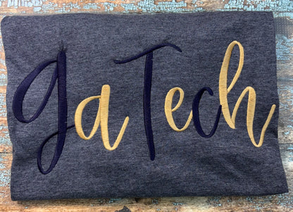 Ga Tech Handwritten Embroidery Design