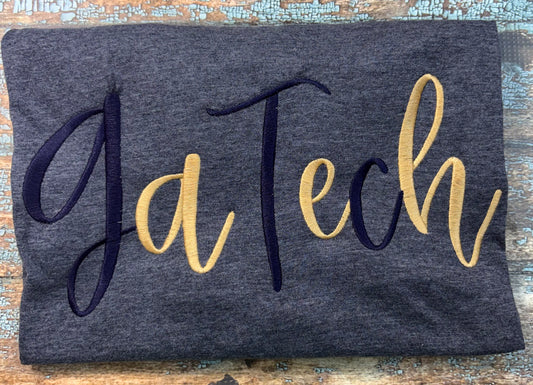 Ga Tech Handwritten Embroidery Design
