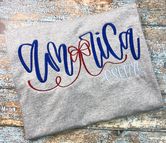 America Bow Embroidered T-shirt