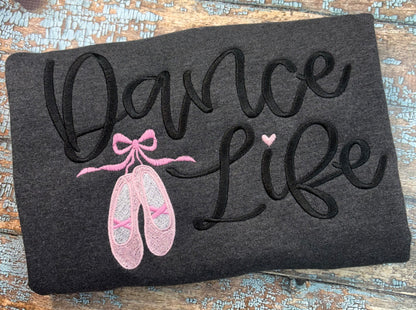 Dance Life Handwritten Embroidery Design