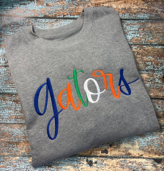 Gators Multi-Color Handwritten Embroidery Design