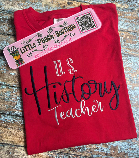 U.S. History Teacher Embroidery Design