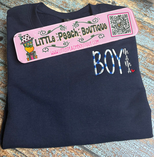 Boy Mama Stacked Embroidery Design