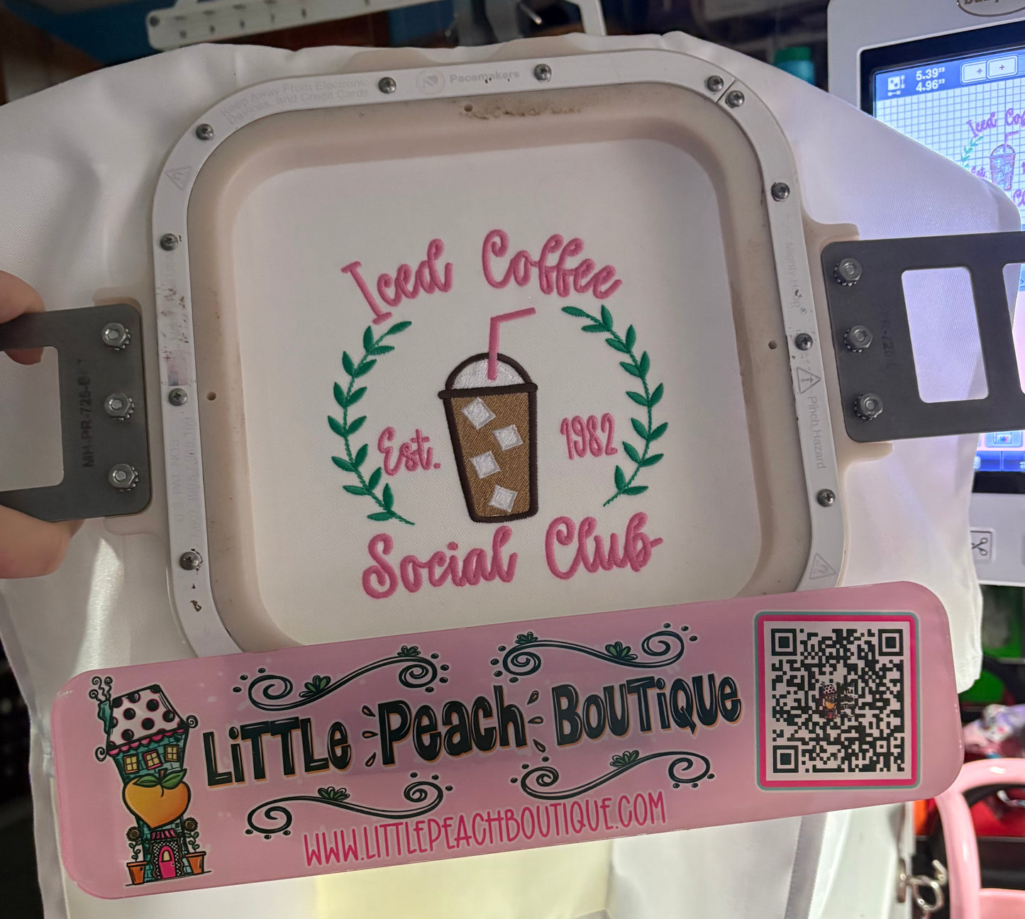 Iced Coffee Social Club Embroidery Design