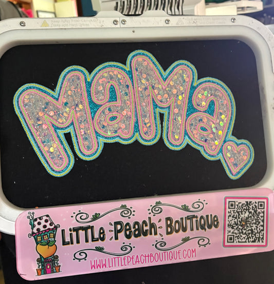 MaMa Heart Arched Offset Applique Embroidery Design