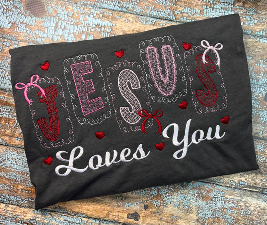 Jesus Loves You Embroidered T-Shirt