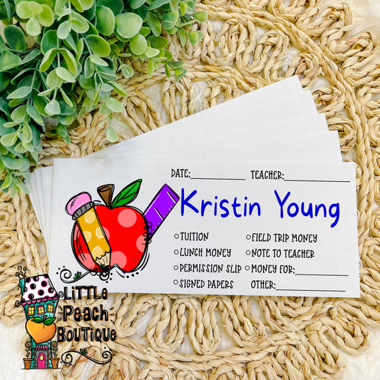 Apple Personalized School Envelope Set