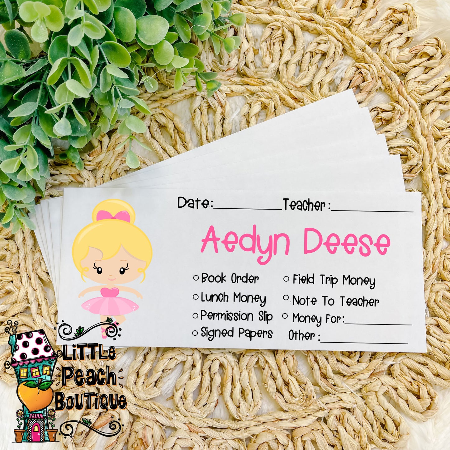 Ballet Dancer Personalized School Envelope Set