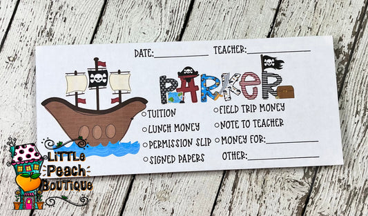 Pirate Personalized School Envelope Set