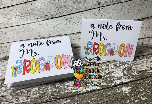 Teacher Personalized Notecard Set