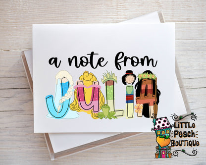 Princess1 Personalized Notecard Set         