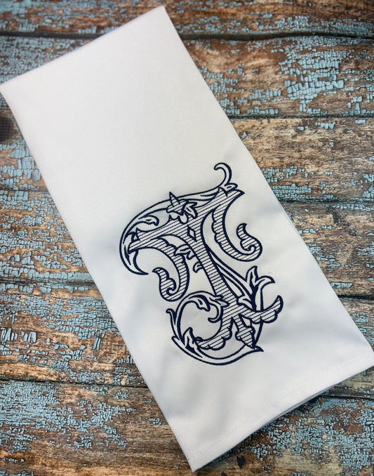 Vintage Vine Monogram Tea Towel