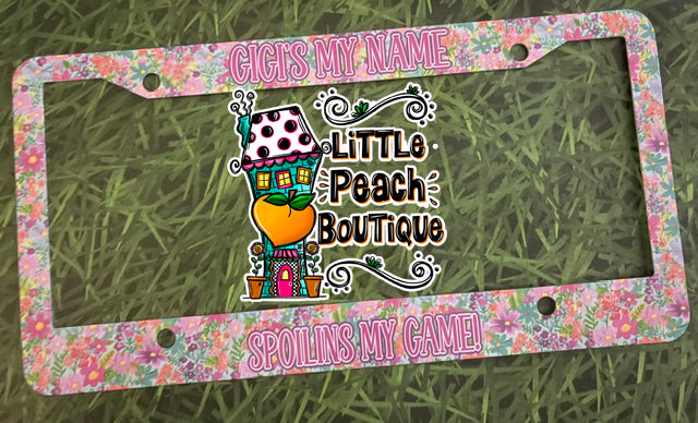 GiGi's My Name Spoilins My Game Floral License Plate Cover