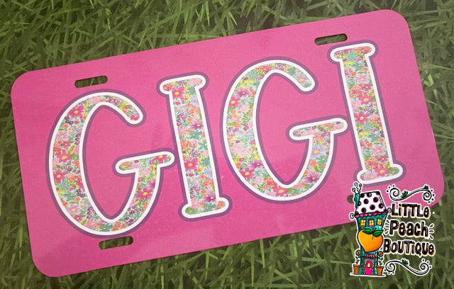 GiGi Floral License Plate
