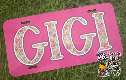 GiGi Floral License Plate