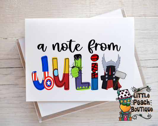 Avengers Personalized Notecard Set      