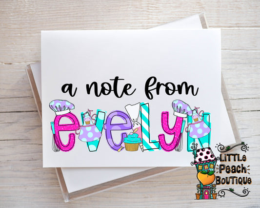 Baking Personalized Notecard Set    