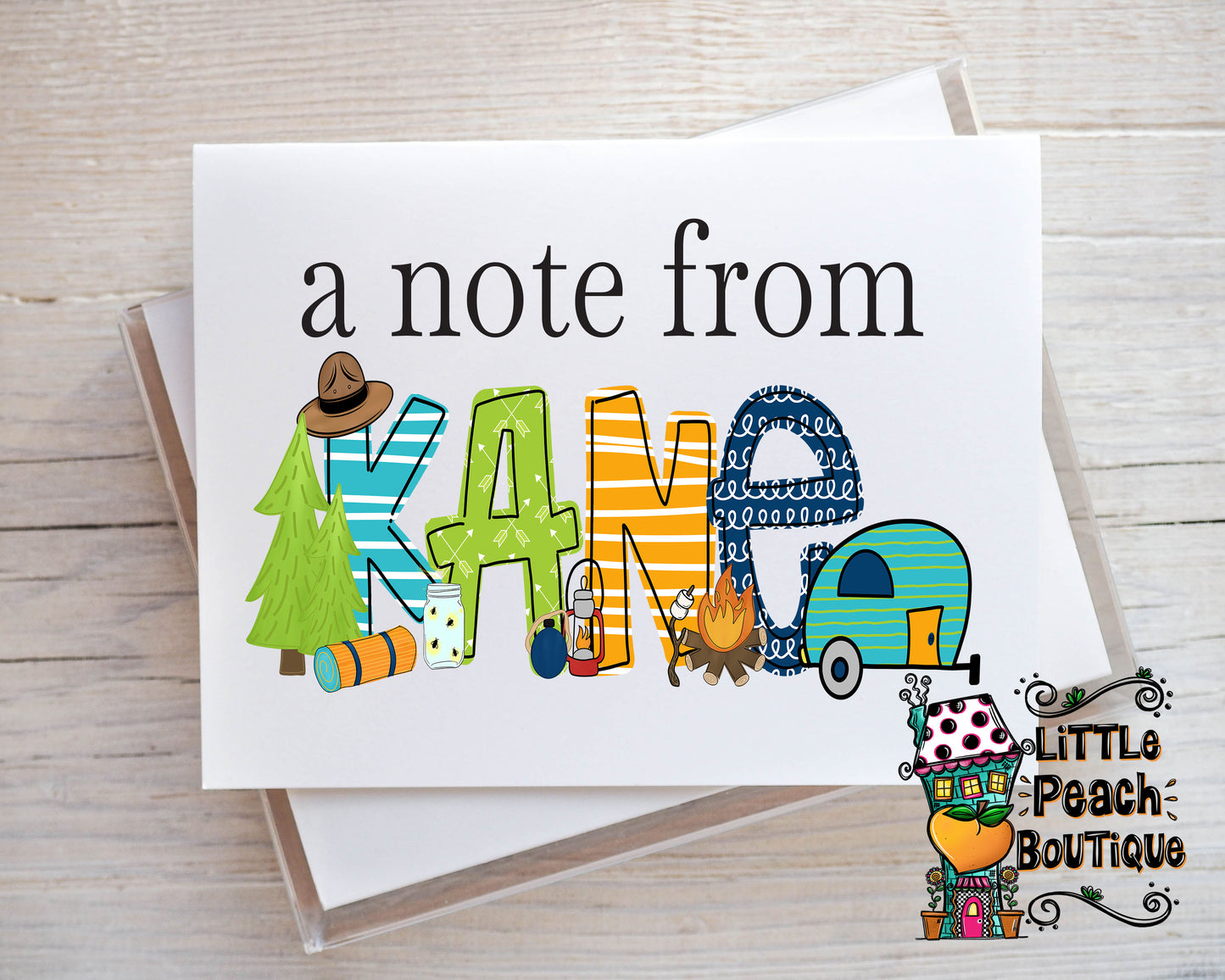 Camping Boy Personalized Notecard Set    