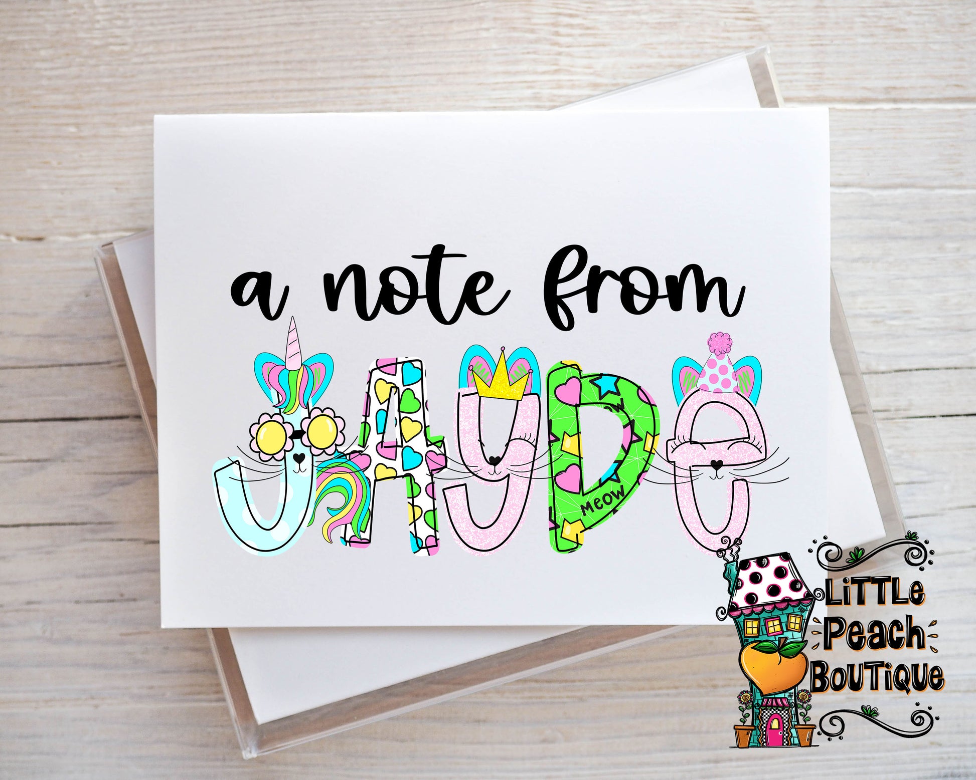 Caticorn Personalized Notecard Set        