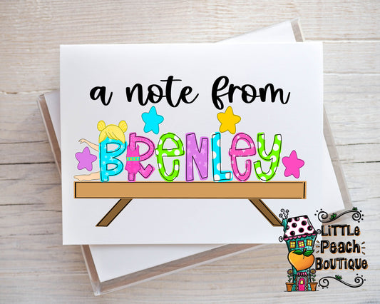 Gymnastics1 Personalized Notecard Set    