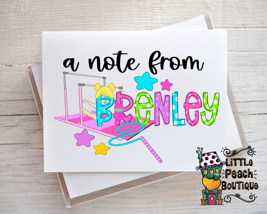 Gymnastics2 Personalized Notecard Set  