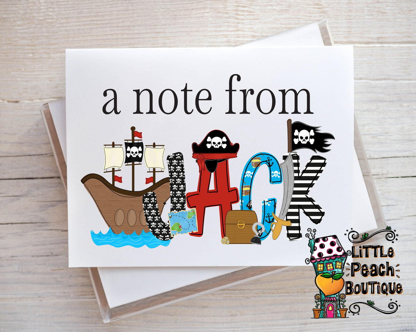 Pirate Boy Personalized Notecard Set    