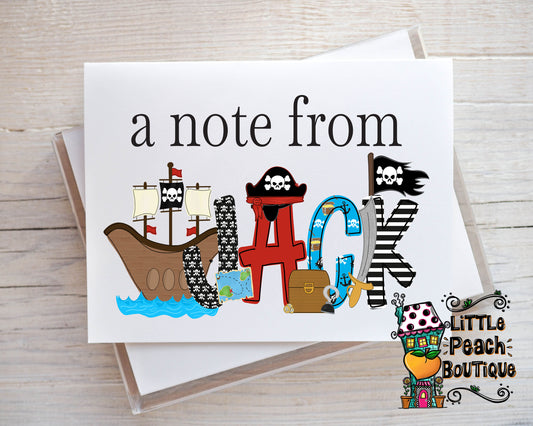 Pirate Boy Personalized Notecard Set    