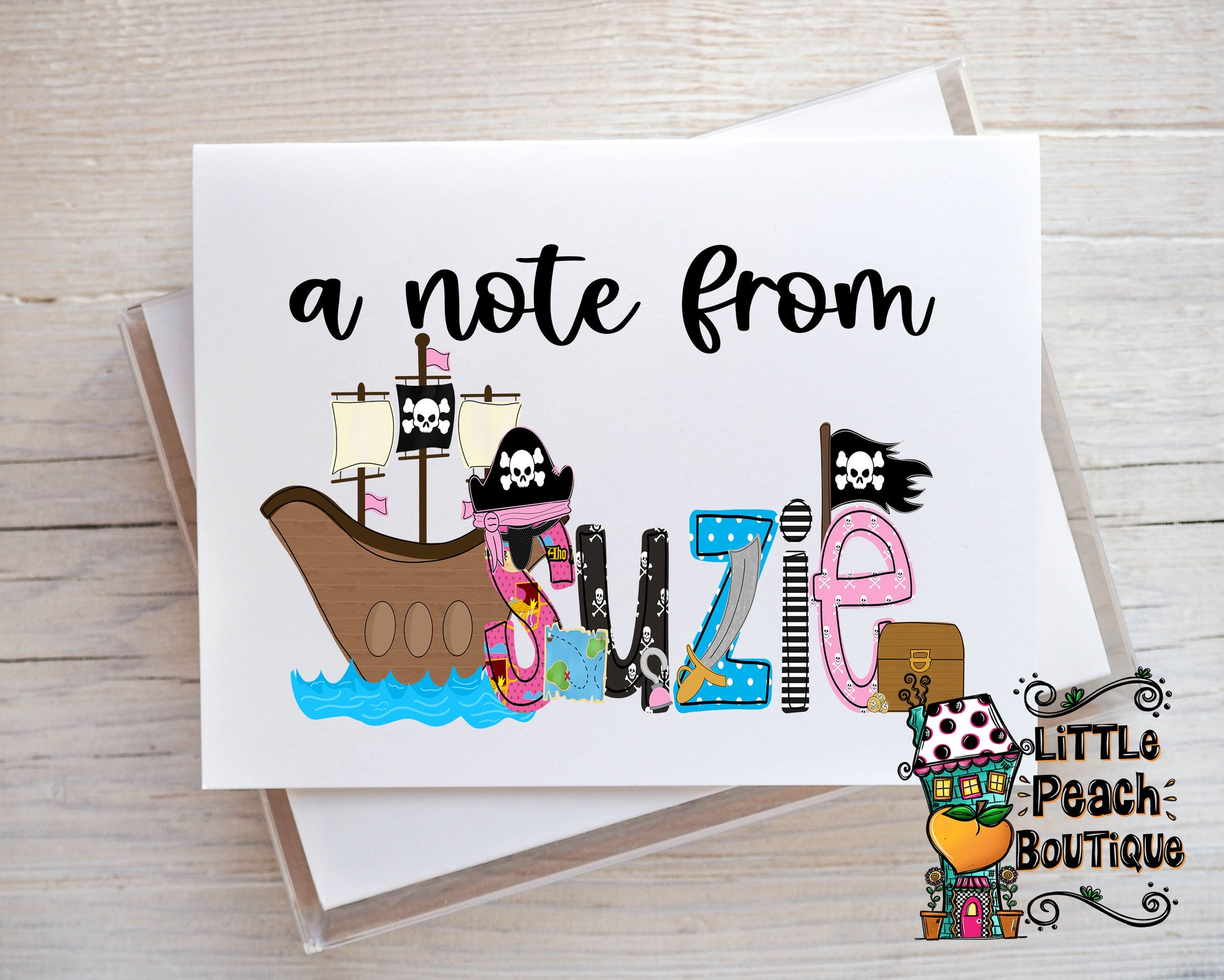 Pirate Girl Personalized Notecard Set    