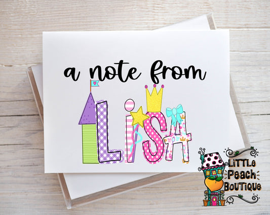 Princess2 Personalized Notecard Set         