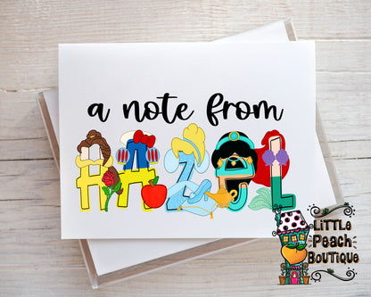 Princess1 Personalized Notecard Set         