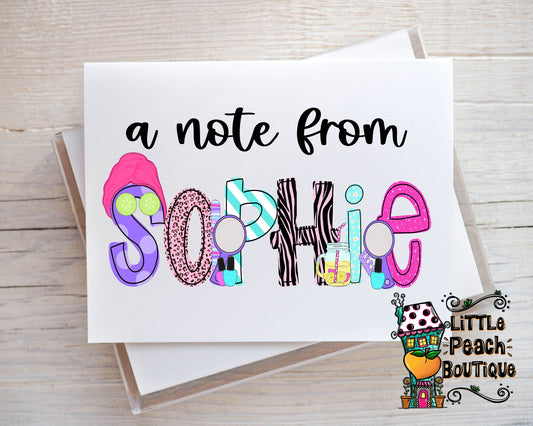 Spa Day Personalized Notecard Set   