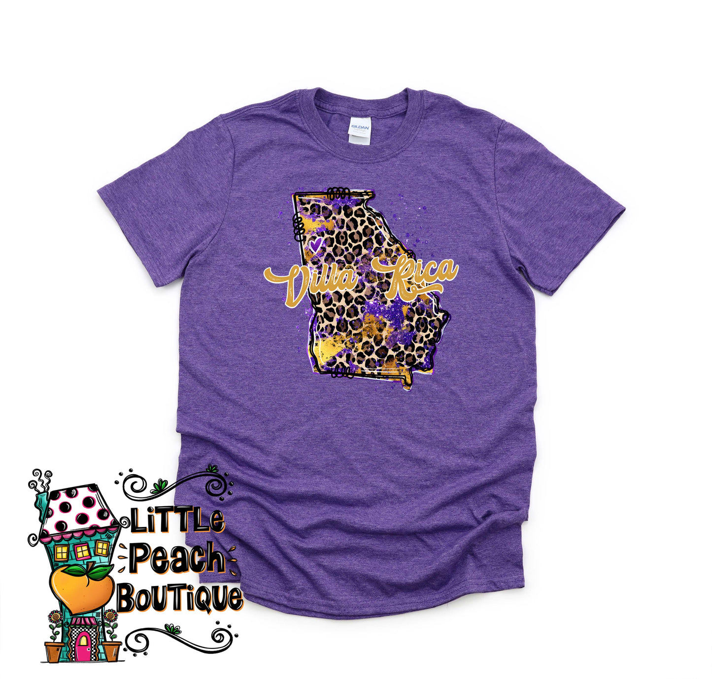 Villa Rica, Georgia Leopard Print Purple and Gold T-shirt    