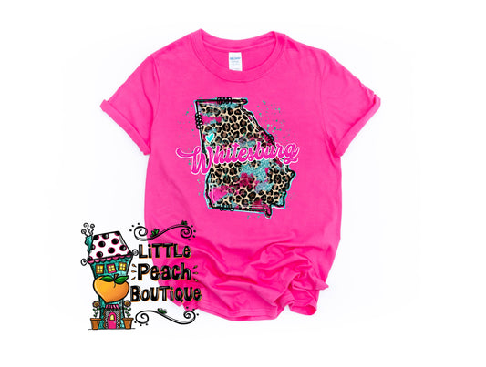 Whitesburg, Georgia Leopard Print T-shirt    
